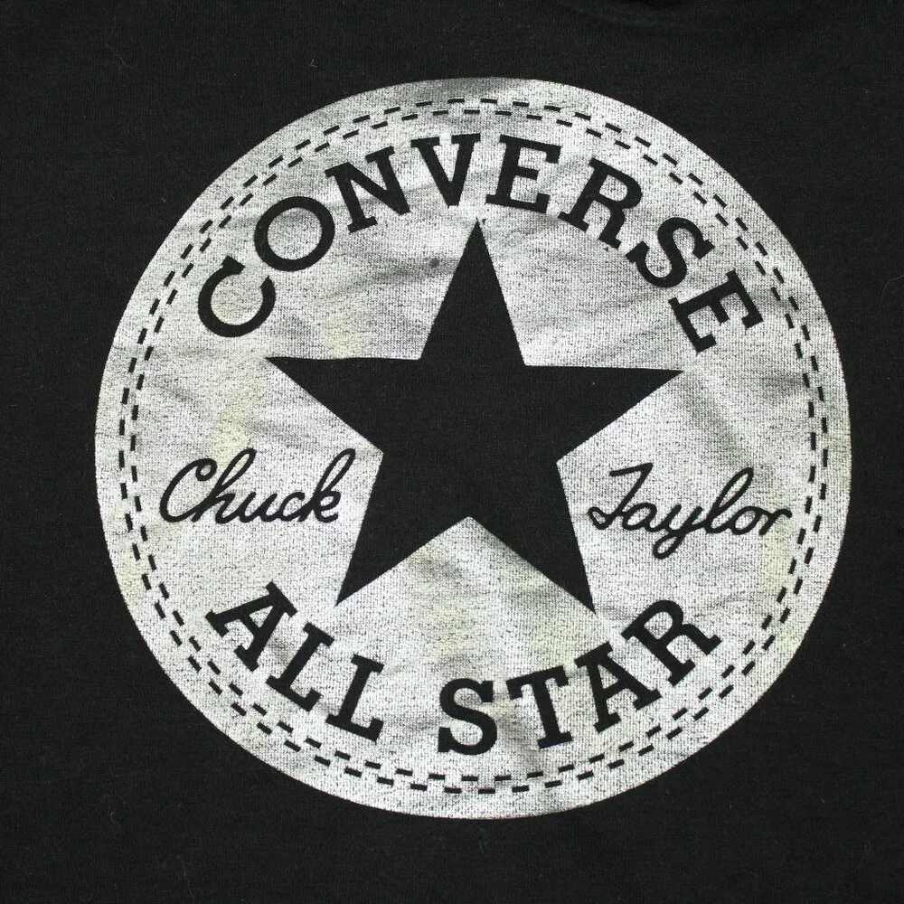 Converse Chuck Taylor All Star Size YL Black Silver Cropped Long Sleeve Hoodie